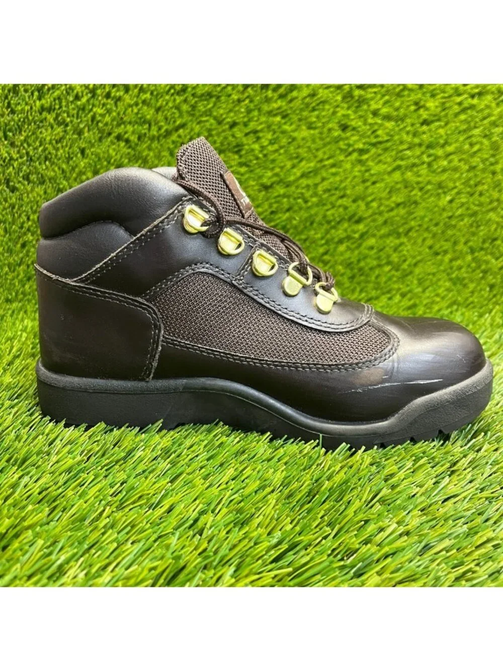 Timberland Field Boys Size 4.5Y Brown Outdoor Waterproof Leather Lace Up Boots